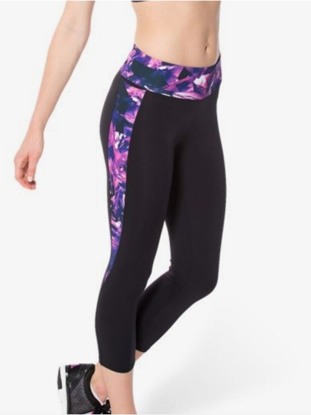 BlackMilk Purple Ninja Spikes Print Leggings High Rise Stretch Pocket Crop Small